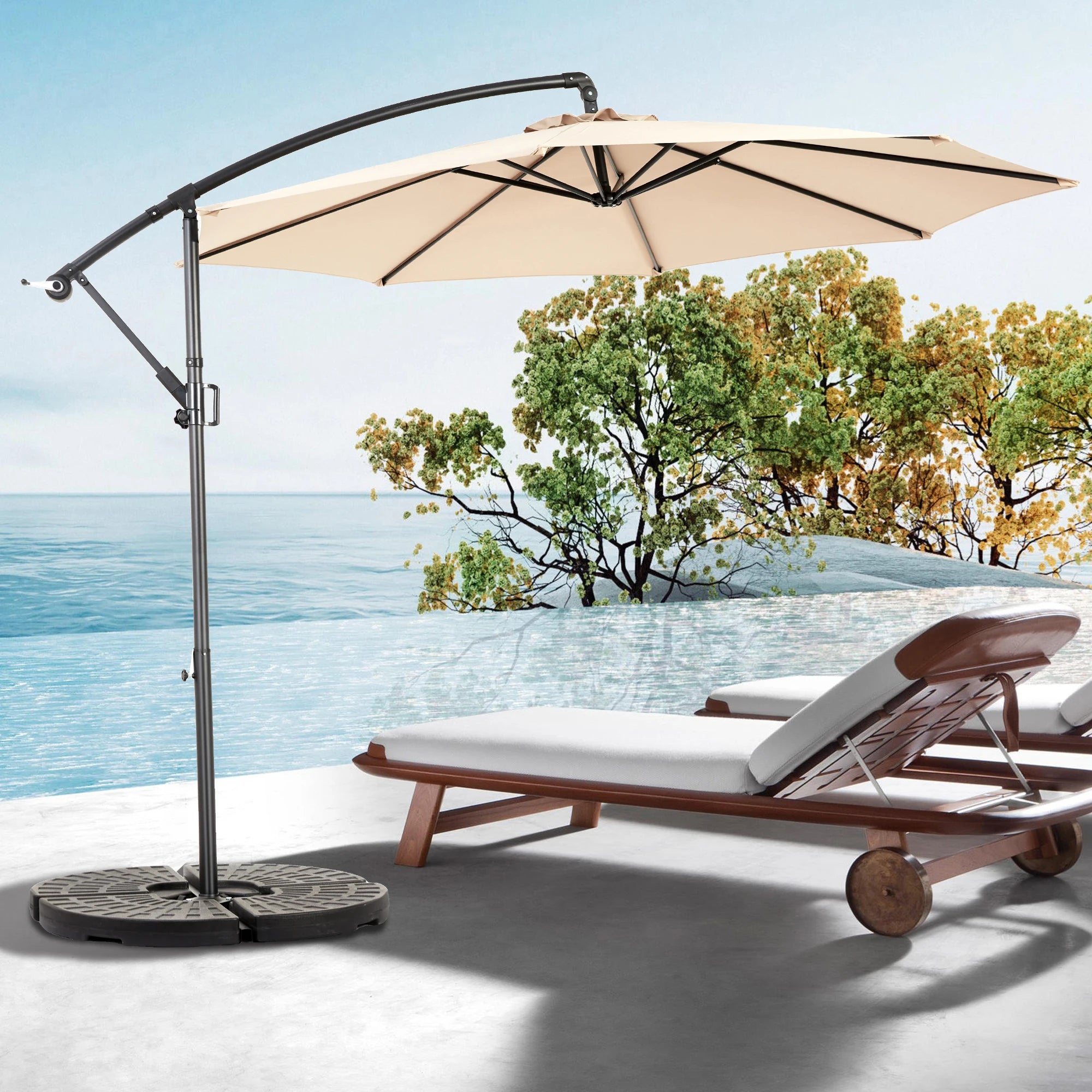 Lazyspace Cantilever Outdoor Patio Umbrella, 115.75'' Parasol Angle Adjustable for Gardens Beaches Backyard, No Base