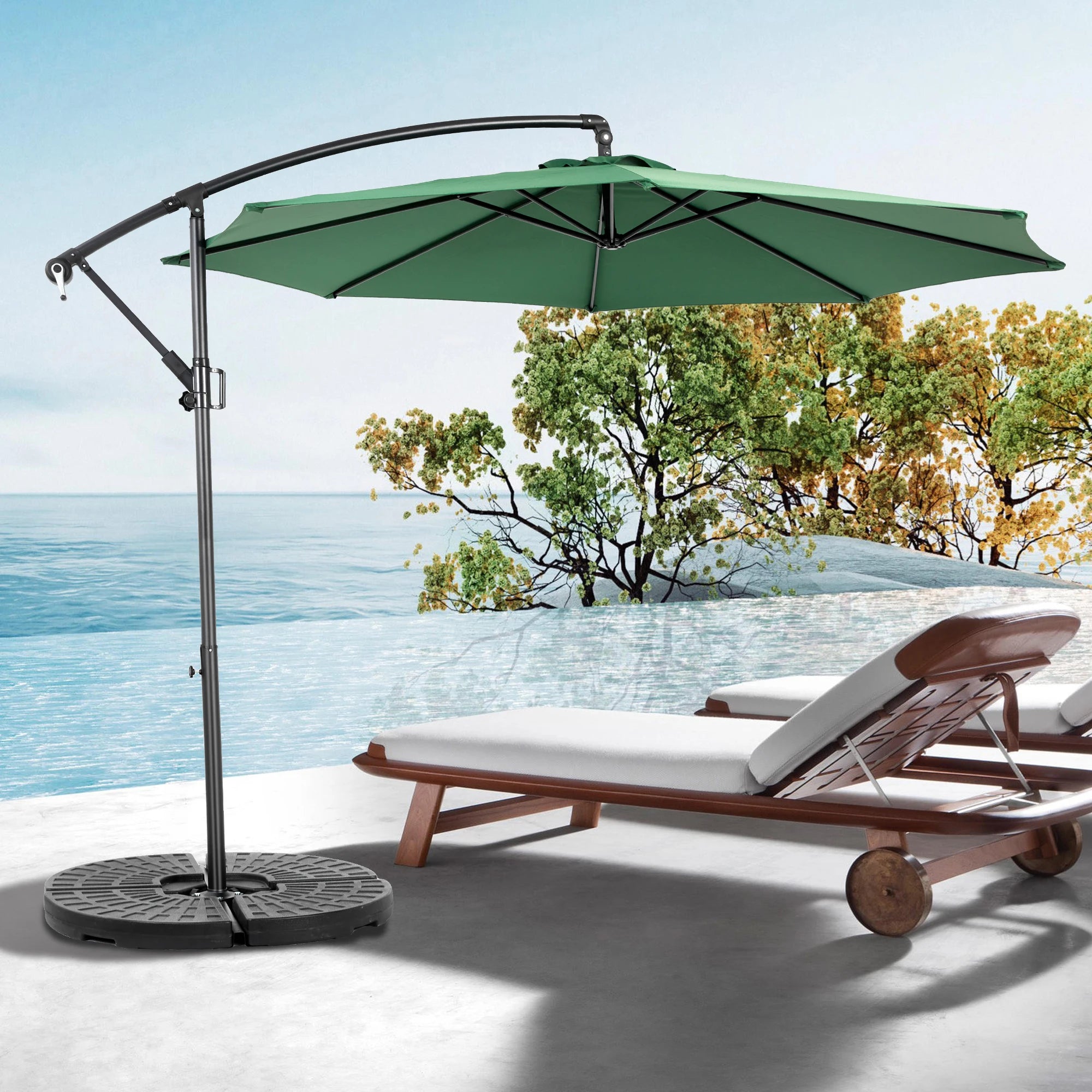 Lazyspace Cantilever Outdoor Patio Umbrella, 115.75'' Parasol Angle Adjustable for Gardens Beaches Backyard, No Base