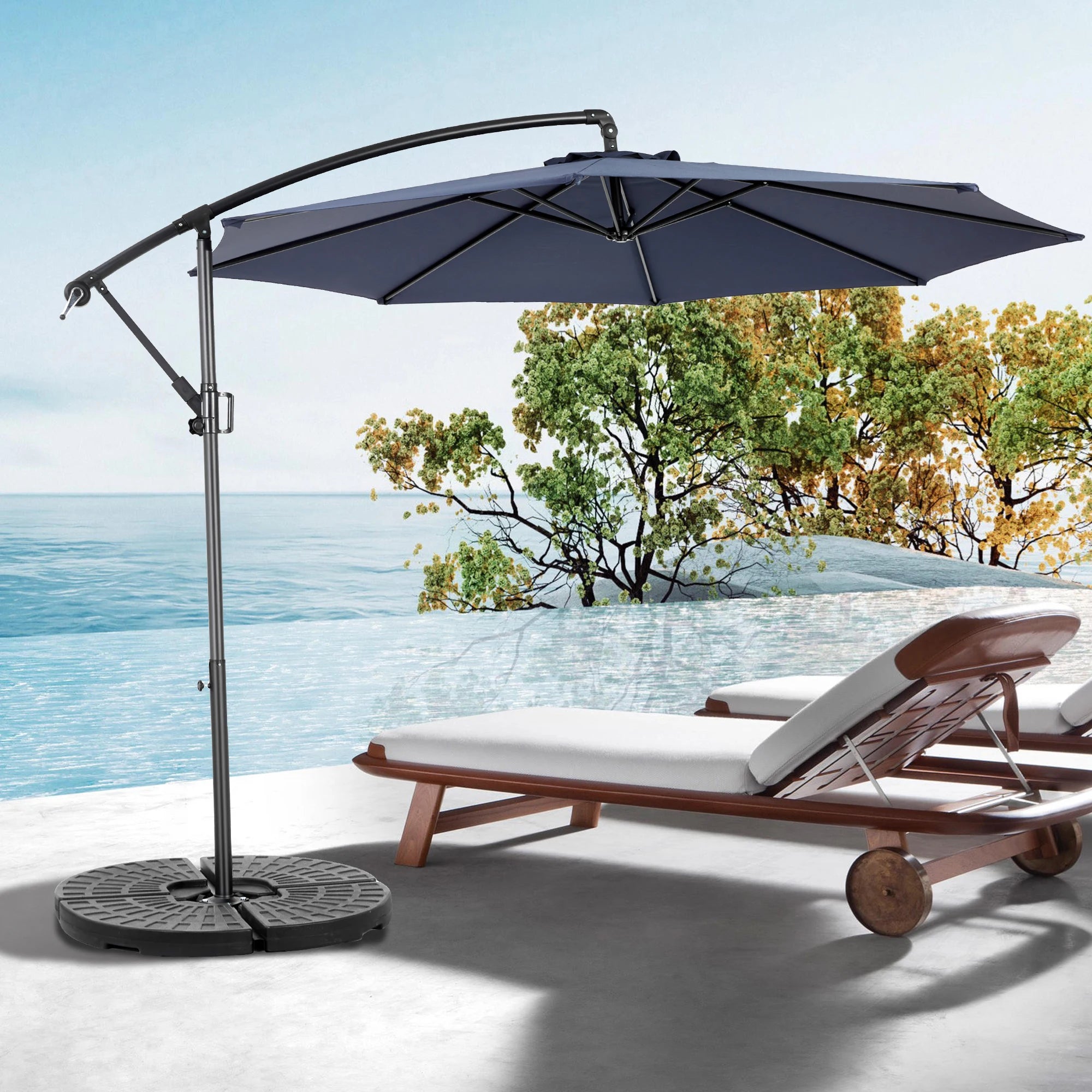 Lazyspace Cantilever Outdoor Patio Umbrella, 115.75'' Parasol Angle Adjustable for Gardens Beaches Backyard, No Base