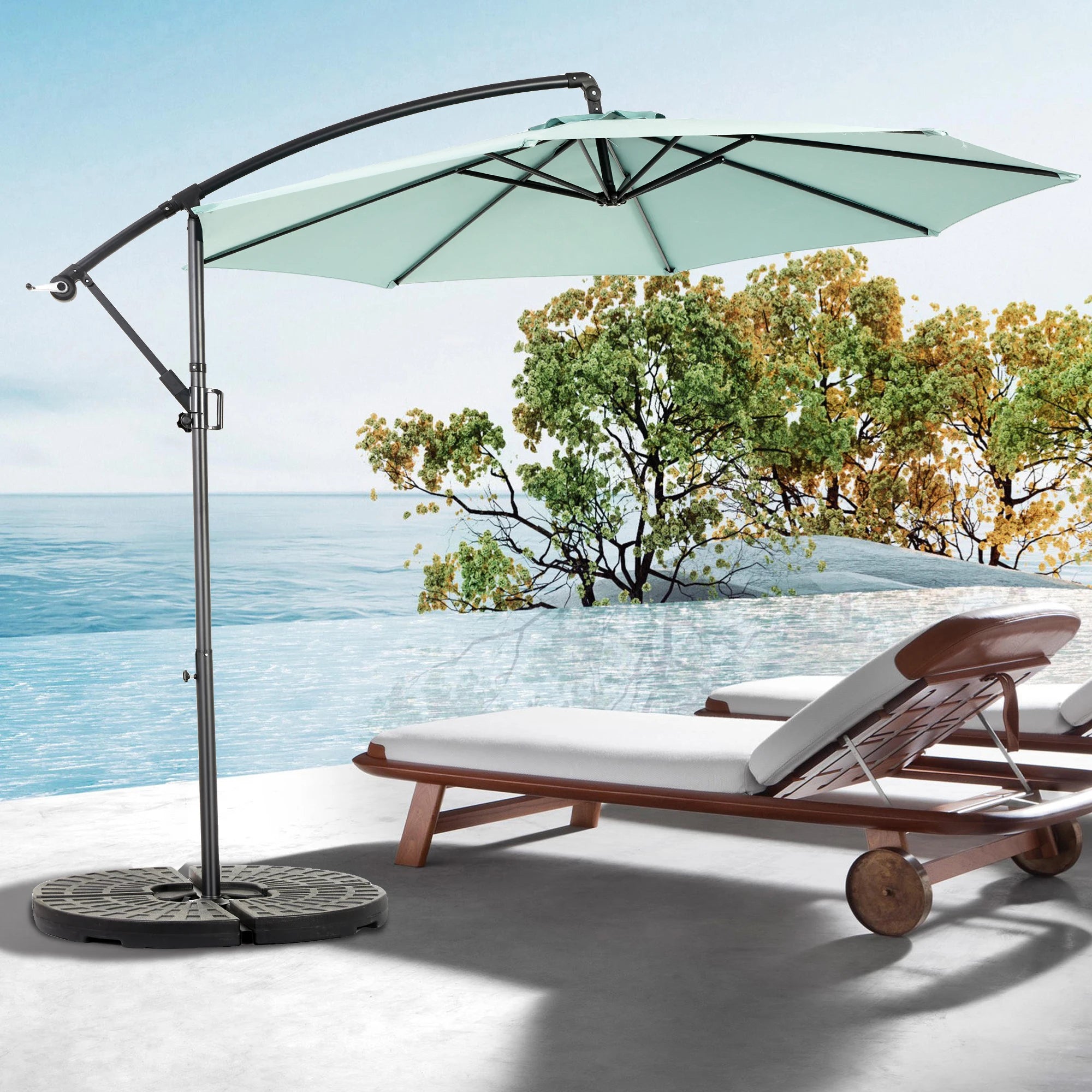 Lazyspace Cantilever Outdoor Patio Umbrella, 115.75'' Parasol Angle Adjustable for Gardens Beaches Backyard, No Base