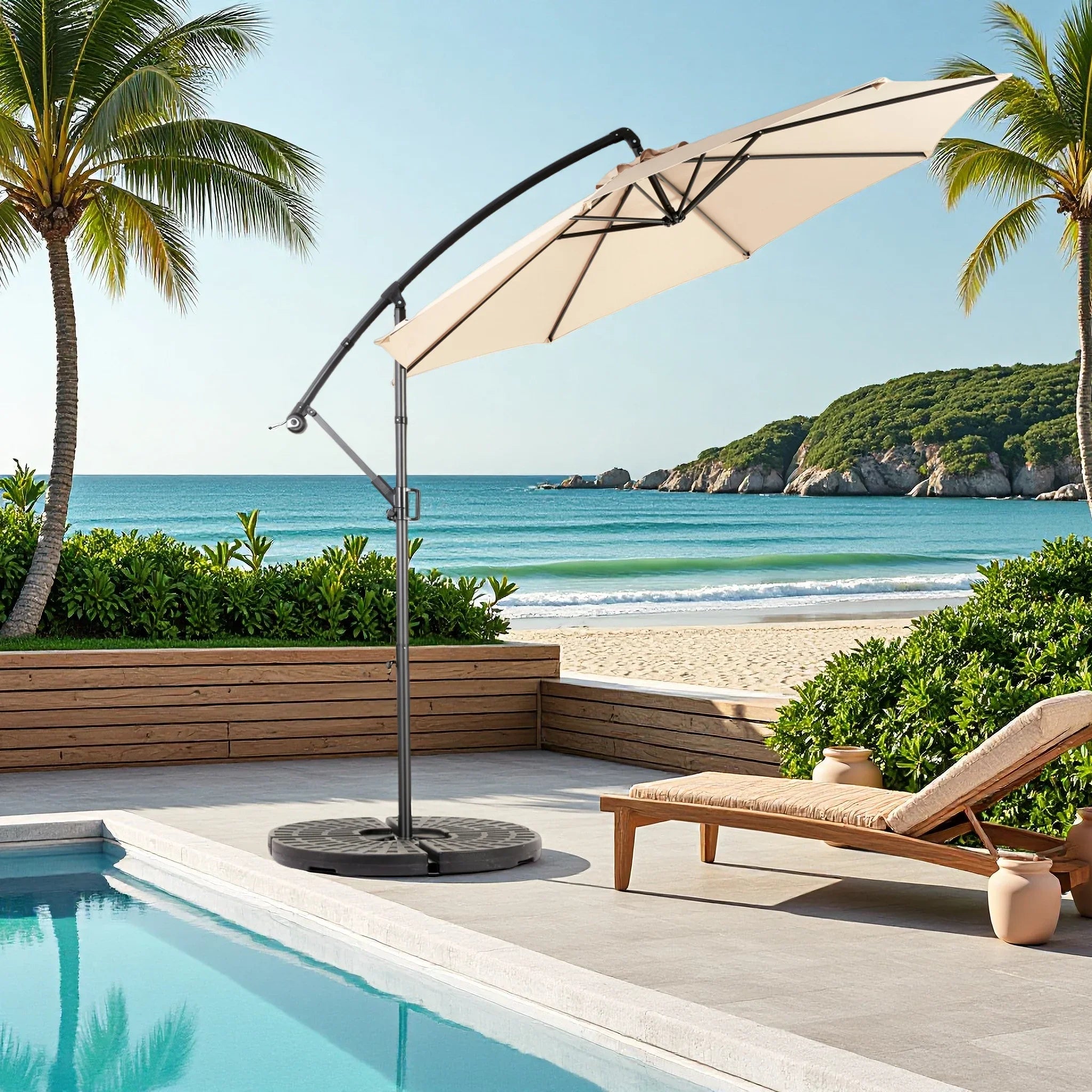 Lazyspace Cantilever Outdoor Patio Umbrella, 115.75'' Parasol Angle Adjustable for Gardens Beaches Backyard, No Base