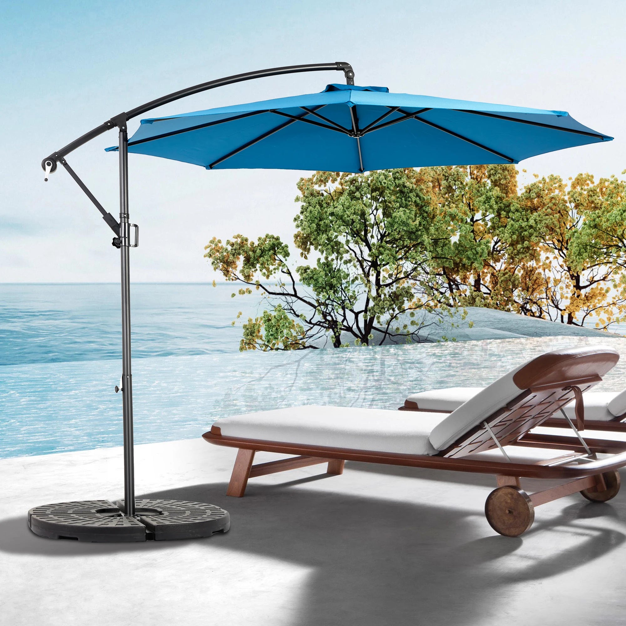 Lazyspace Cantilever Outdoor Patio Umbrella, 115.75'' Parasol Angle Adjustable for Gardens Beaches Backyard, No Base