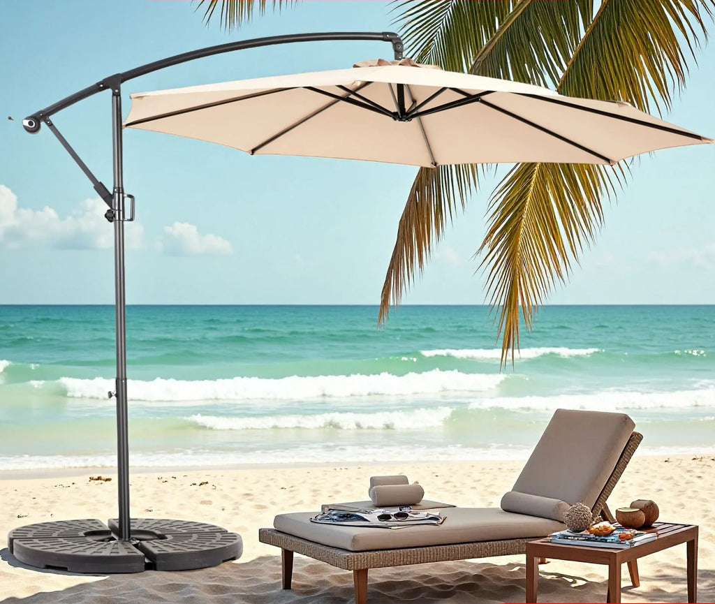 Lazyspace Freischwebender Sonnenschirm für den Außenbereich, 294 cm, winkelverstellbar für Gärten, Strände, Hinterhöfe, ohne Ständer