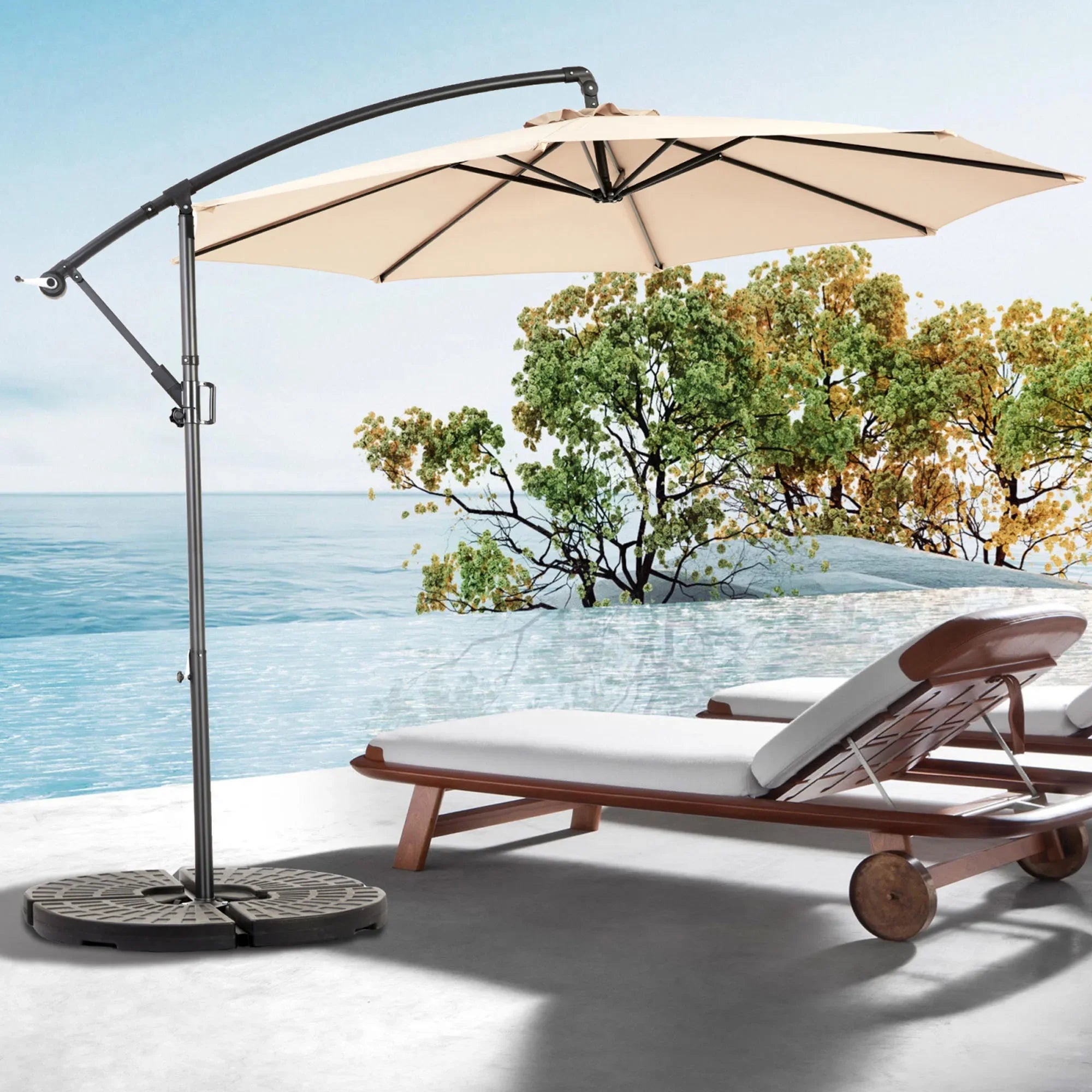 Lazyspace Cantilever Outdoor Patio Umbrella, 115.75'' Parasol Angle Adjustable for Gardens Beaches Backyard, No Base