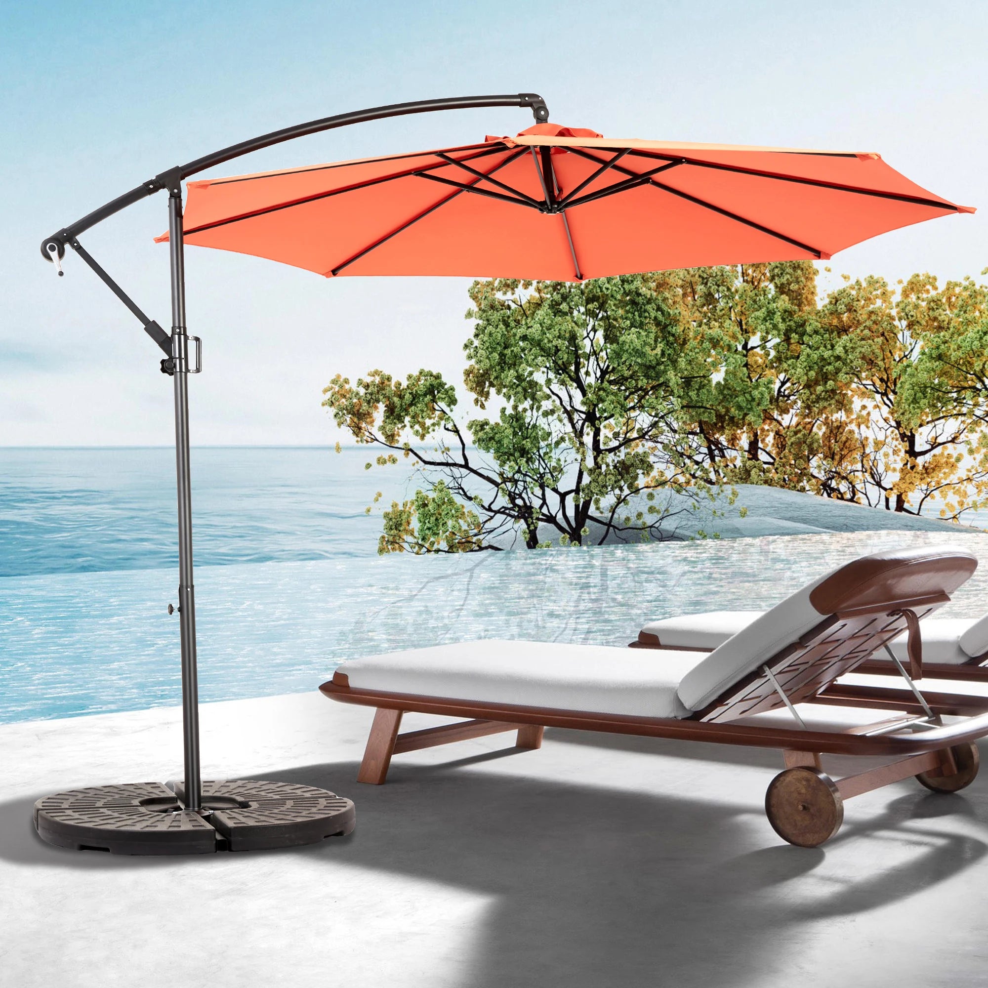Lazyspace Cantilever Outdoor Patio Umbrella, 115.75'' Parasol Angle Adjustable for Gardens Beaches Backyard, No Base